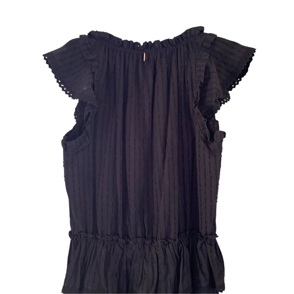 MISA Los Angeles "Lilian" Black Tiered Ruffle Mini Dress SZ M 100% Cotton - Picture 2 of 12